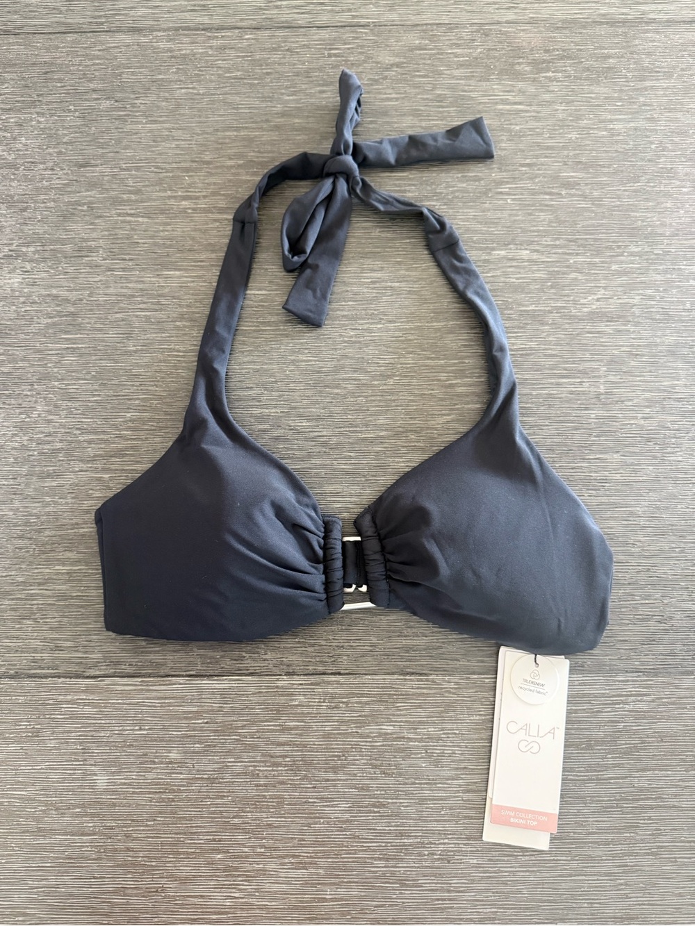CALIA Women's U-Bar Halter Bikini Swim Top Pure Black